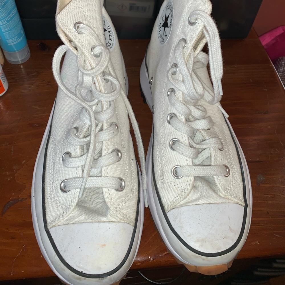 All white converse sneakers